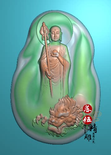 佛菩萨09945.5.21随型莲挂件精雕图浮雕玉雕灰度图JDPBMP电脑雕刻