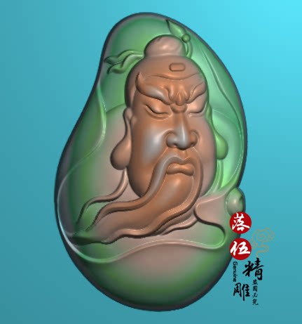 关公头9419精雕图jdp灰度图浮雕图玉雕图随形关公关羽牌深雕厚庄