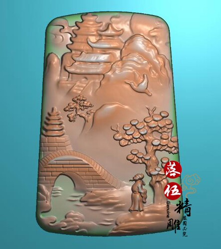 山水人家新款01568仿古 平安精雕图浮雕玉雕灰度图JDPBMP雕刻图