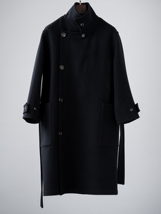 团长家2025lemaire同款进口面料高端立领系带双面呢羊毛长大衣