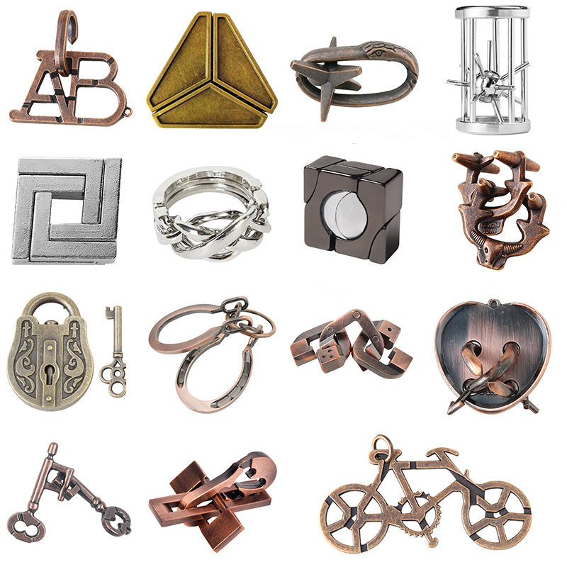 鲁班锁puzzle十级难度智力扣解环解锁孔明锁九连环马蹄锁益智玩具