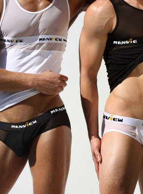 正品Manview男士内裤网纱三角裤性感透气透明男内裤(五色选)M0105