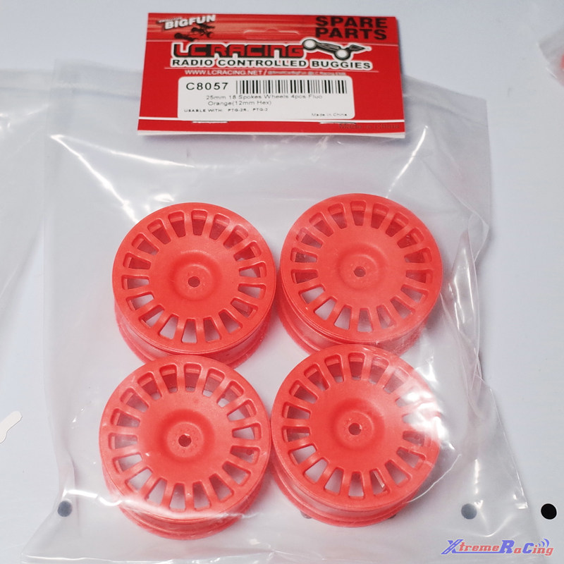 LC RACING PTG-2 18辐条拉力轮毂（荧光橙）：C8057