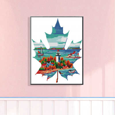 爱阁十字绣叶市蜃楼新款简约