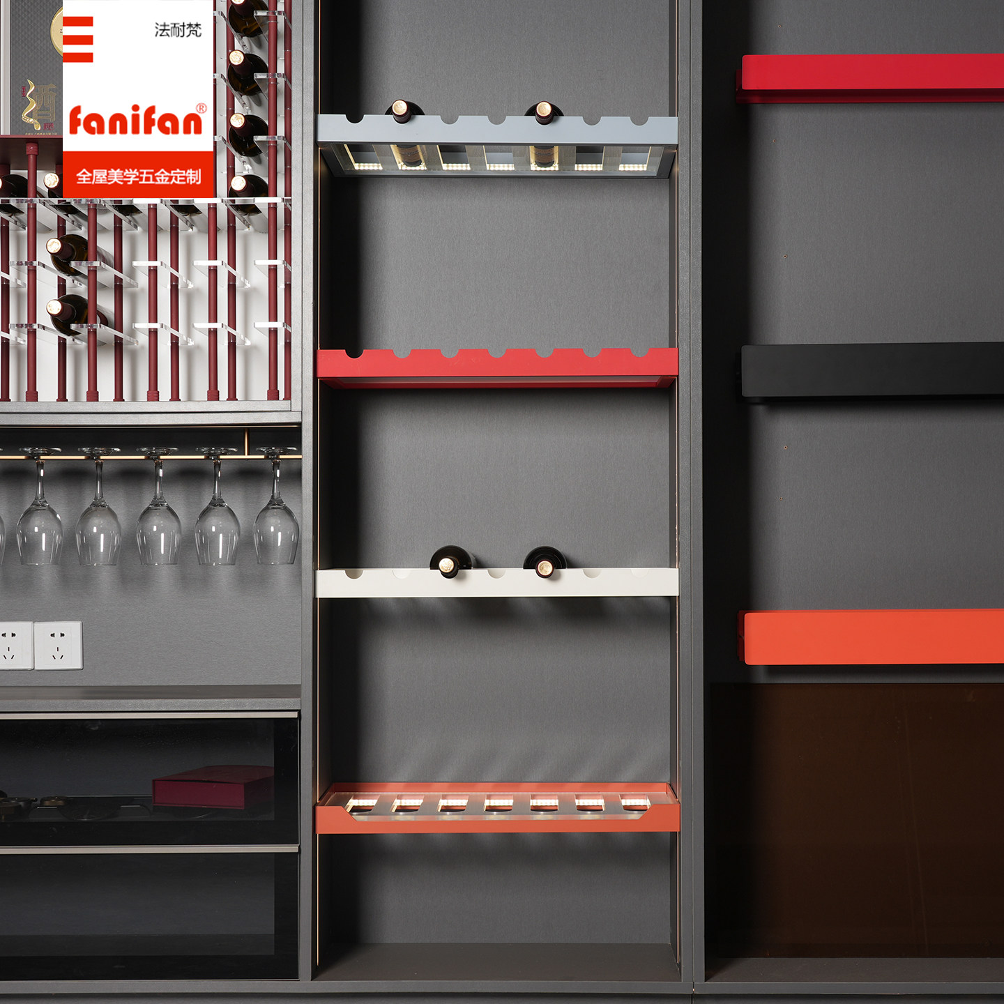 轻奢简约红酒柜葡萄酒亚克力展示架LED灯铝合金家用发光厂家定制
