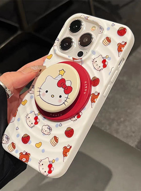 白色生日帽KT光油适用苹果15/14ProMax13手机壳XR磁吸支架iPhone12/11kitty猫16promax可爱新款全包防摔