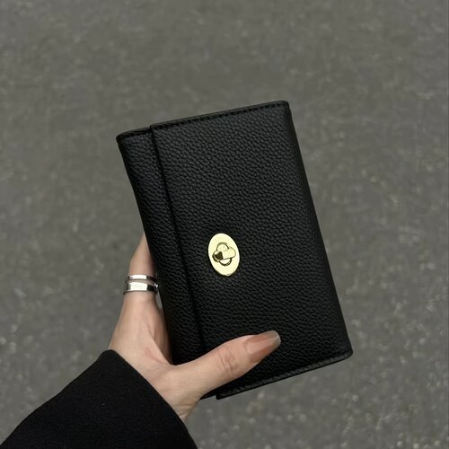 精致的黑色女士冷艳钱包-紧凑型卡包钱包