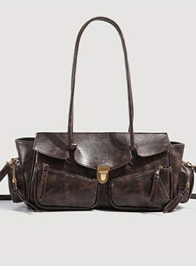 Y2K千禧风保龄球包别致女士手提包 复古波士顿包型女孩潮流单肩包