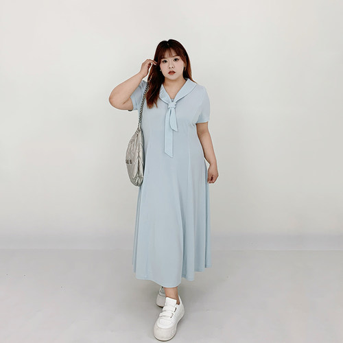 Milu家大码女装夏季休闲运动长款过膝连衣裙胖mm显瘦收腰小黑裙潮