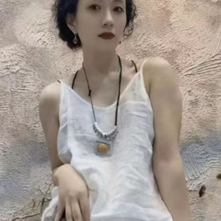 复古苎麻内里包边吊带背心女夏新款文艺大码显瘦打底衫