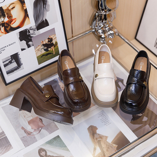 乐福鞋 新款 厚底粗跟增高休闲小皮鞋 复古时尚 百搭潮鞋 219春季