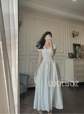LUOLUOZ【爱意回响】高级气质轻奢收腰女神范长款时尚连衣裙JF876