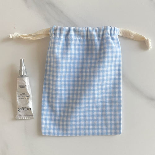 格子棉麻束口袋旅行整理衣服