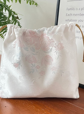 包中包内胆包小号缎面便携抽绳布袋中袋化妆品口红方形撞色收纳袋