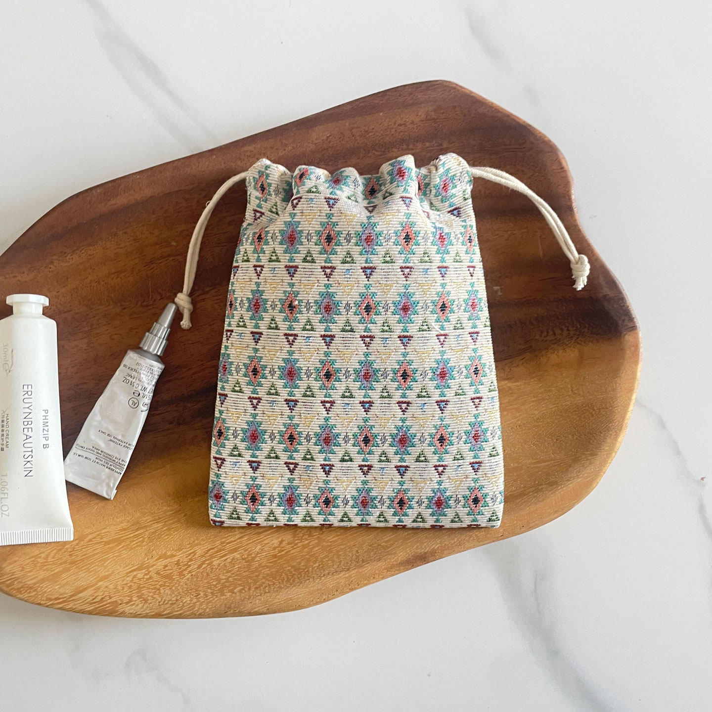 ins旅行民族风防尘束口袋抽绳收纳袋清新透气小号布袋内衣收纳袋