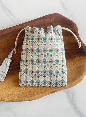 ins旅行民族风防尘束口袋抽绳收纳袋清新透气小号布袋内衣收纳袋