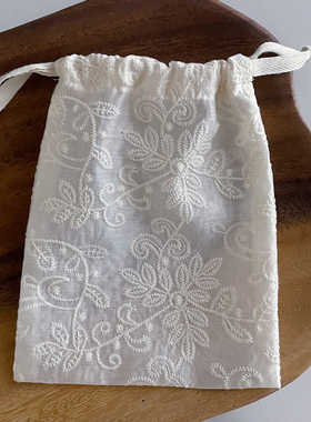 复古法式绣花内衣袋旅行随身防尘束口袋抽绳清新口罩口红袋收纳袋