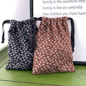 ins小号碎花抽绳袋小布袋卫生巾收纳包束口袋棉布简约零钱袋内胆