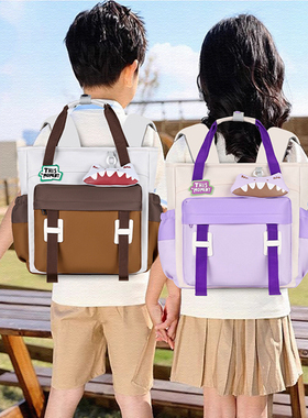 横版小学生补习袋手提双肩包学生卡通作业手拎包儿童补课包拎书袋