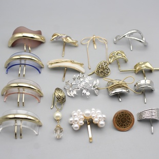 新款日系原单马尾夹珍珠发夹刘海夹复古树脂金属发夹金属风发扣女