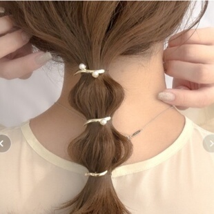 新款日系珍珠发扣日式发饰金属发插马尾扣扣夹发叉发夹簪子头饰女