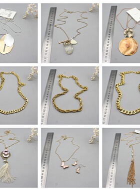 欧美极简复古哑光金属锁扣项链