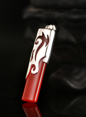 诗美琪 中国红玛瑙925银龙啸九天男士玛瑙本命年项链