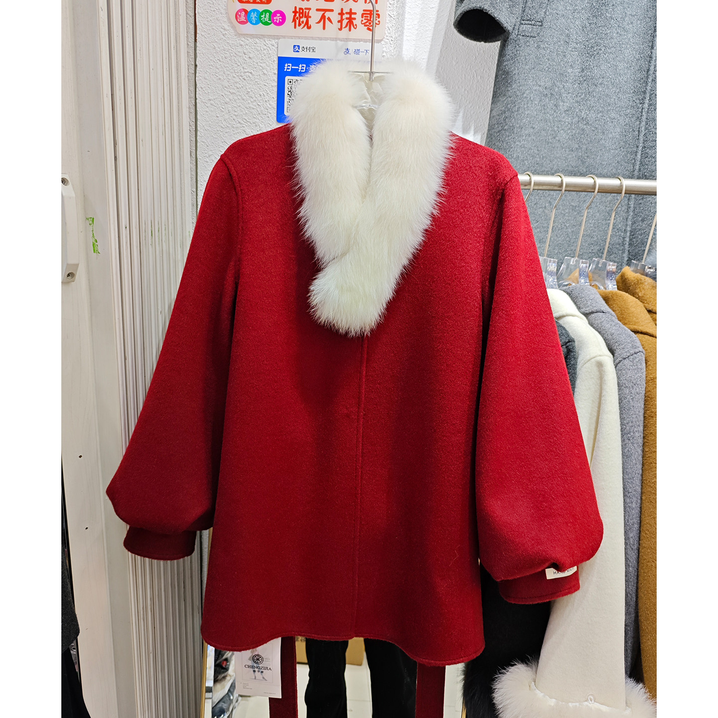 狐狸毛围脖双面羊毛大衣女2025年货款收腰显瘦千金毛呢中长款外套,女装/女士精品,毛呢外套,淘宝优惠券,粉丝福利购,淘宝优惠卷