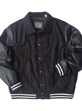 胸围140-148CM加肥加大码男秋冬 仿皮袖相拼毛呢翻领棉服2471