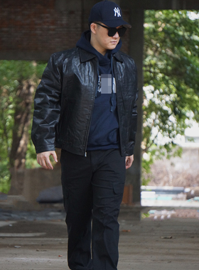 特价 胸126-156CM加大码男款秋冬 翻领商务休闲真皮夹克皮衣2108