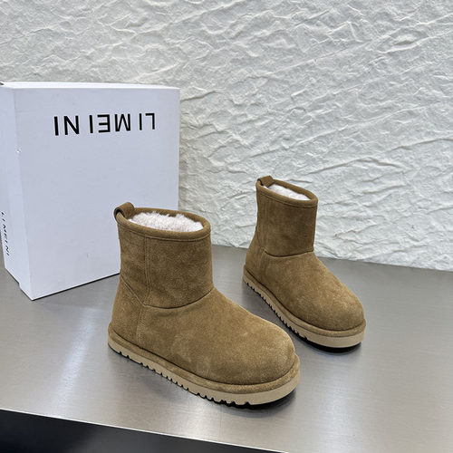 女款超轻磨砂皮加绒防滑雪地靴