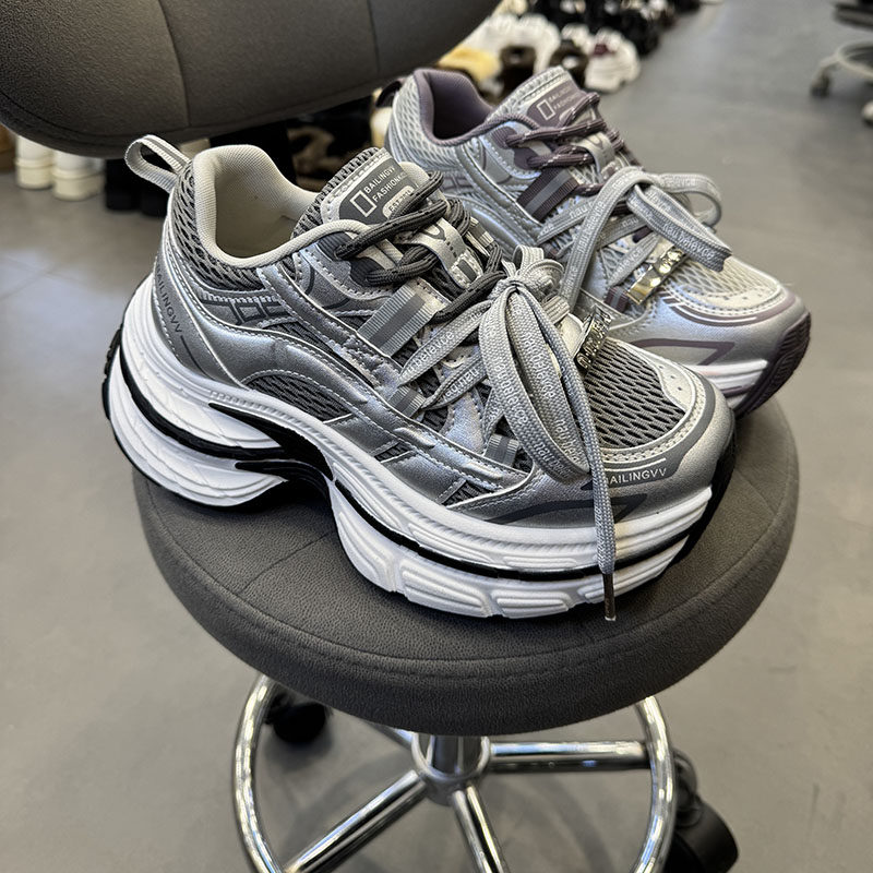 韩版厚底松糕鞋女银色交叉绑带增高小个子显脚小老爹鞋单鞋女1457,女鞋,松糕（摇摇）鞋,淘宝优惠券,粉丝福利购,淘宝优惠卷