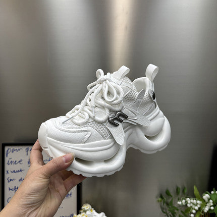 26松糕底老爹鞋女四季运动休闲鞋7cm厚底交叉绑带潮鞋单鞋1008-90