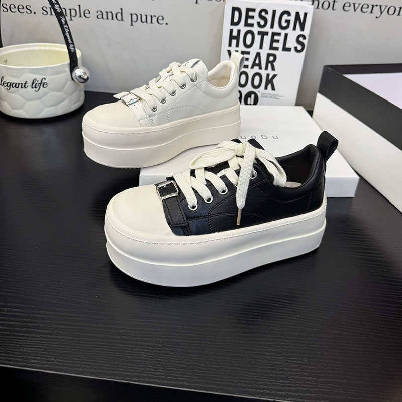 韩版系带圆头松糕鞋女厚底休闲百搭拼色板鞋春季新款单鞋女鞋1457,女鞋,松糕（摇摇）鞋,淘宝优惠券,粉丝福利购,淘宝优惠卷