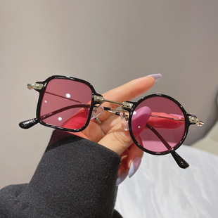 不对称墨镜左方右圆男女网红拍视频太阳镜男潮时尚镜框表演太阳镜