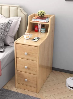 实木床头柜简约现代卧室家用小户型收纳储物柜子床边柜加高窄小柜