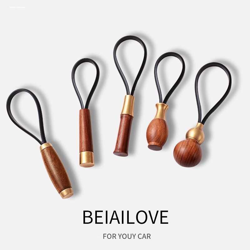 黄铜镶嵌实心原木汽车钥匙扣挂件包包挂件檀木葫芦防丢挂坠挂饰