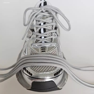 银色鞋带女款圆形灰色运动鞋老爹鞋休闲鞋跑步鞋灰色浅灰锡纸银男