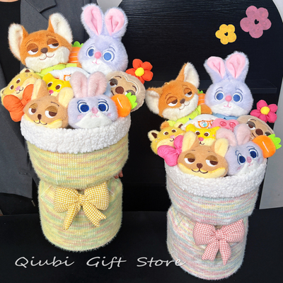 疯狂动物城尼克朱迪玩偶花束