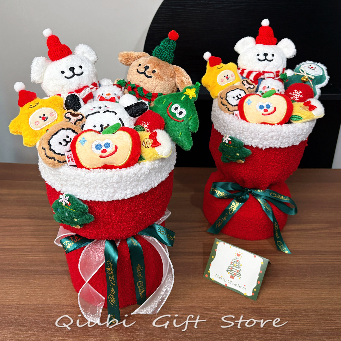 圣诞节礼物女生线条小狗玩偶花束毛绒卡通公仔创意生日礼物送闺蜜