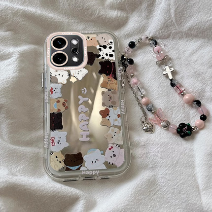 适用OPPOReno14Pro手机壳reno13新款12Pro卡通11补妆镜10Pro+猫咪小狗9硅胶8Pro+保护套7SE羽纱6泡芙壳5k/4