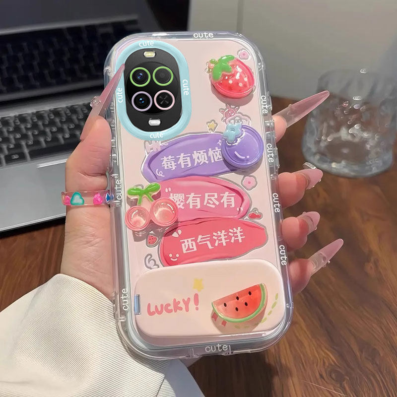 适用华为Nova15手机壳新款卡通立体公仔莓有烦恼15Pro透明边框硅胶保护套15Ultra全包边防摔外壳