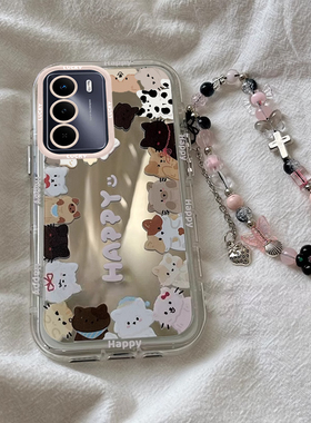 适用真我V70手机壳V60Pro新款卡通真我V30t创意v20猫咪小狗realmeV15镜面泡芙壳V13硅胶保护套V11潮流v5外壳