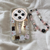 5G全包防摔外壳时尚 适用红米14R手机壳新款 创意卡通可爱猫咪小狗Redmi14C镜面泡芙壳12R硅胶保护套12 挂绳