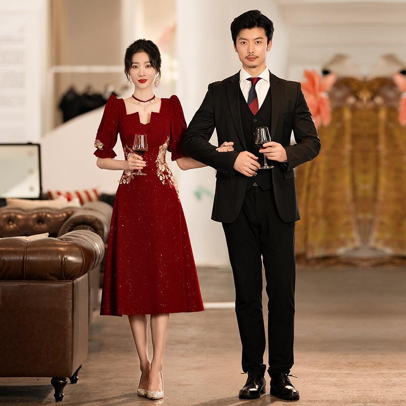 大码胖mm新娘敬酒服晨袍2026新款订婚显瘦回门服孕妇结婚晚礼服图片