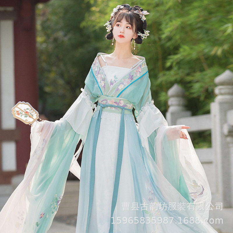 青澜彩汉服女魏晋南北朝大袖齐腰襦裙刺绣春秋款国风中国风禅意