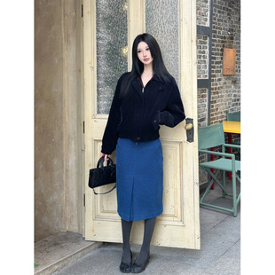 实拍现货立领成衣水洗灯芯绒新雪丽棉服短夹克外套 半裙