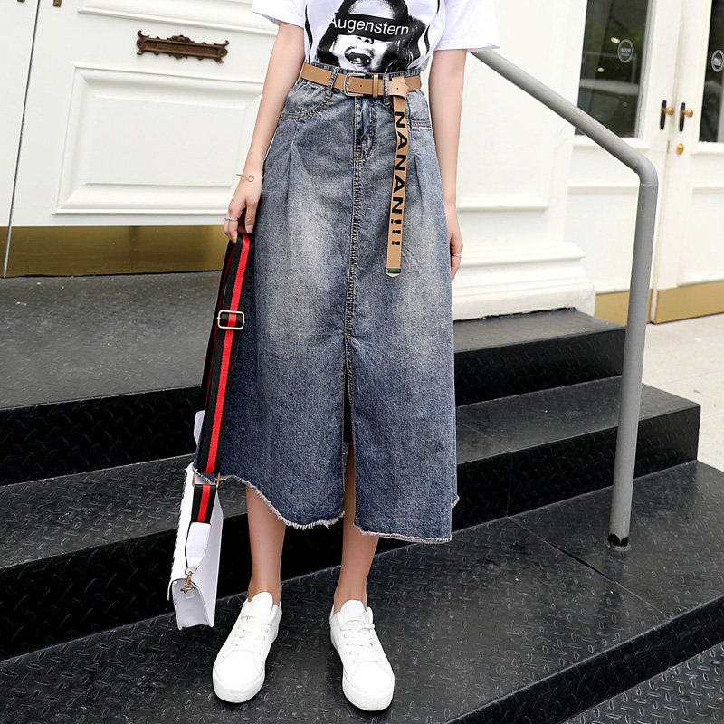 Korean Edition Spring and summer new pattern Retro letter belt Flash The skirt Versatile trousers cowboy skirt A word skirtin the Women's clothing/Boutique , Skirts  category - from Buy2taobao.com to provide professional Taobao agent buy service