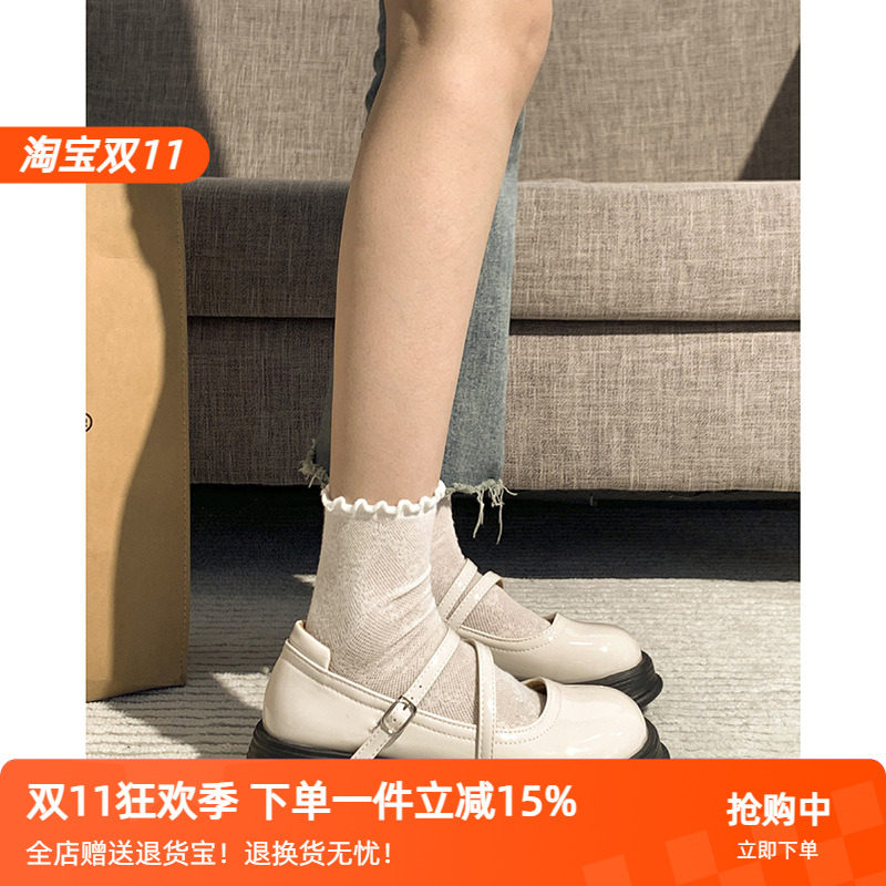 爱喝可乐呀 圆头粗跟厚底小皮鞋女秋季复古日系洛丽塔玛丽珍鞋