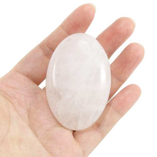 椭圆天然白水晶手把件手握盘玩